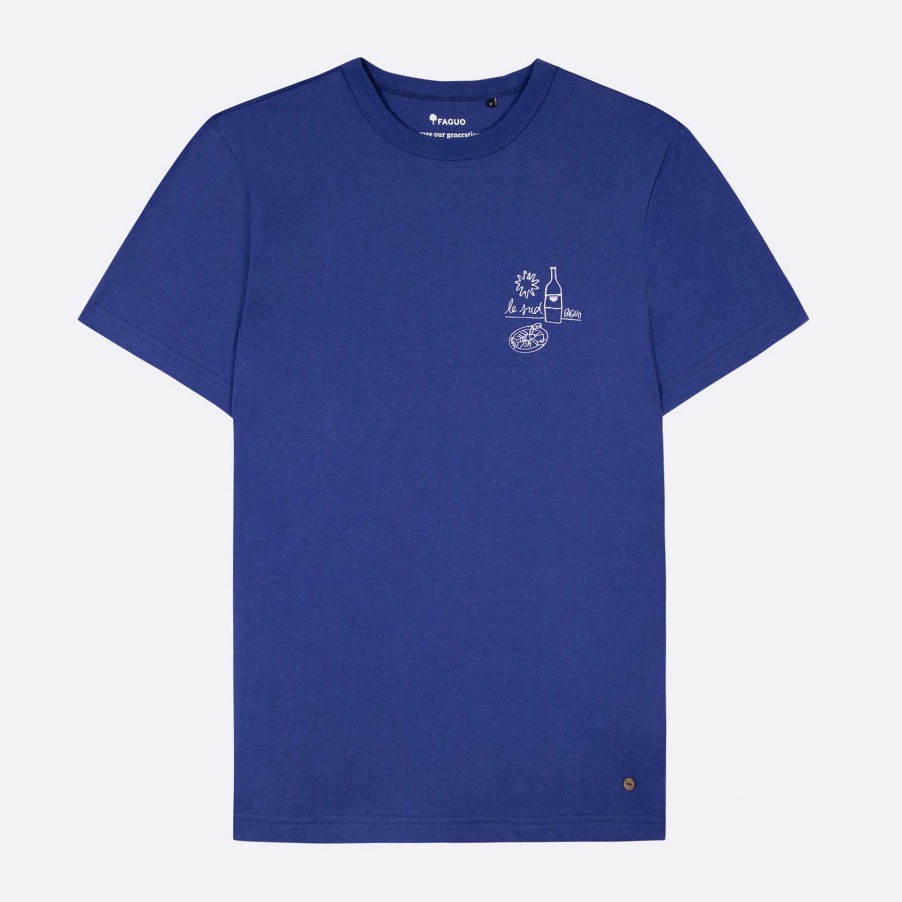 Wholesale FAGUO Indigo T-Shirt The South Embroidery