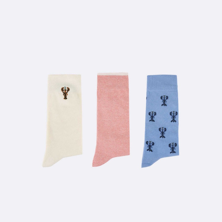 Hot FAGUO Light Blue & Ecru Socks