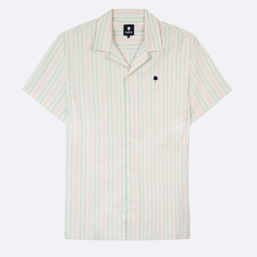 Wholesale FAGUO Green & Pink Short Striped Shirt