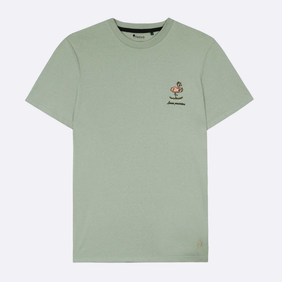 Hot FAGUO Light Green T-Shirt No-Pressure Embroidery