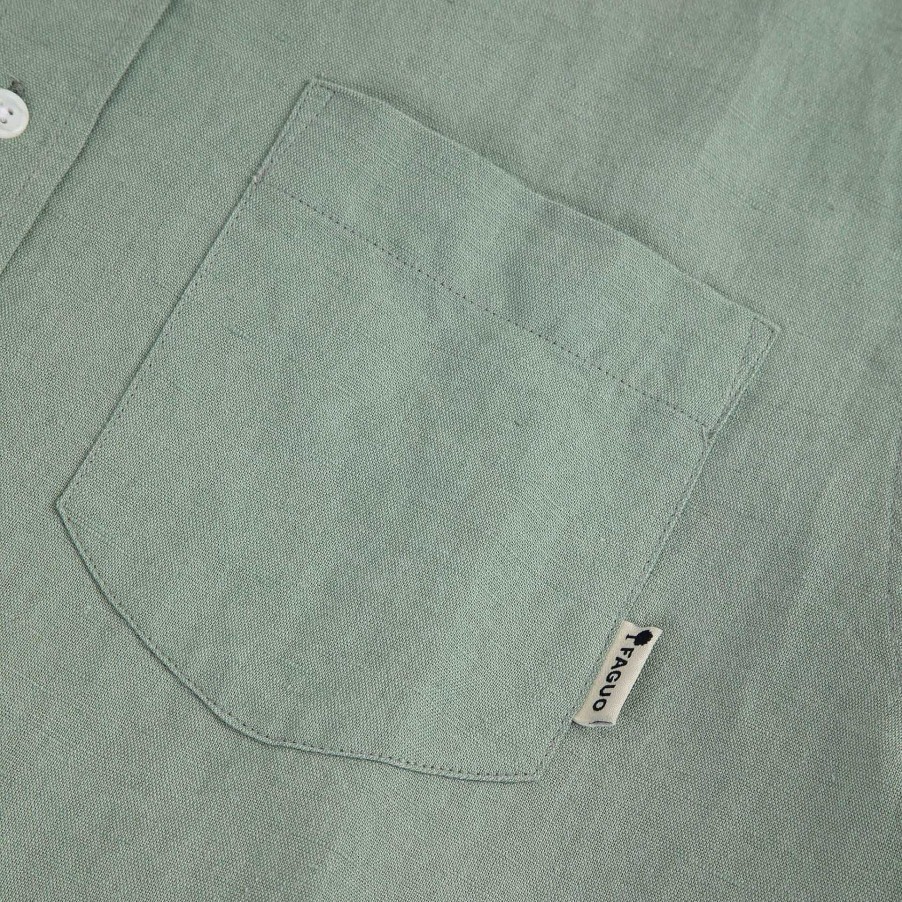 Wholesale FAGUO Light Green Mao Collar Shirt