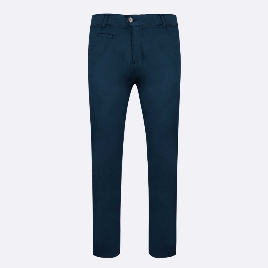 New FAGUO Light Navy Chinos Fitted Cut