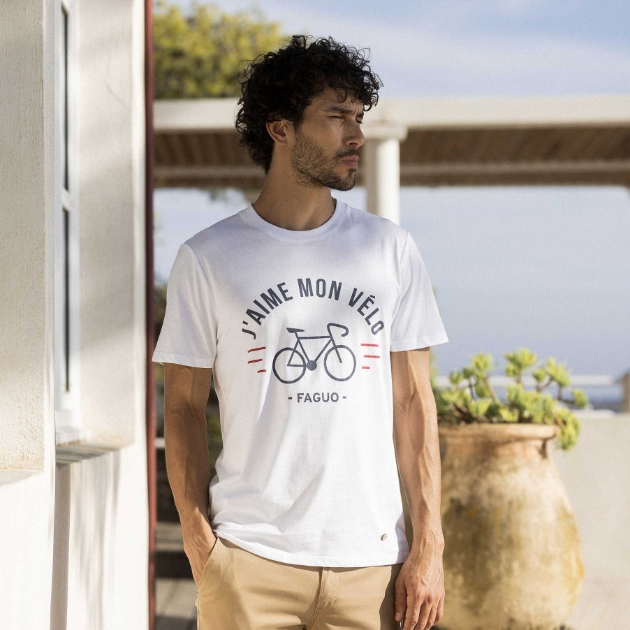 Clearance FAGUO White Round Neck T-Shirt