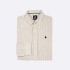 Wholesale FAGUO Cream And Camel Striped Shirt