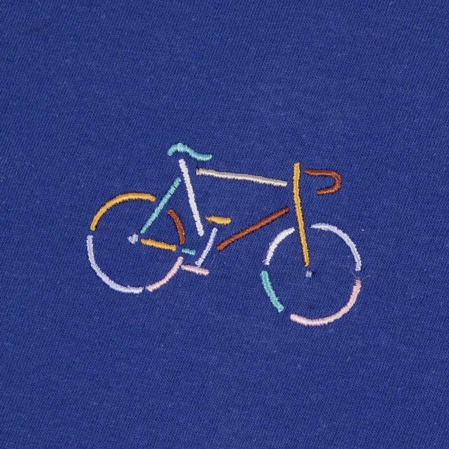 Hot FAGUO Indigo T-Shirt Embroidered Bike