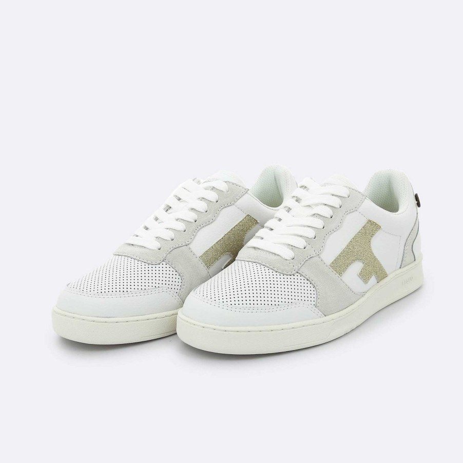 Best FAGUO White And Gold Sneakers