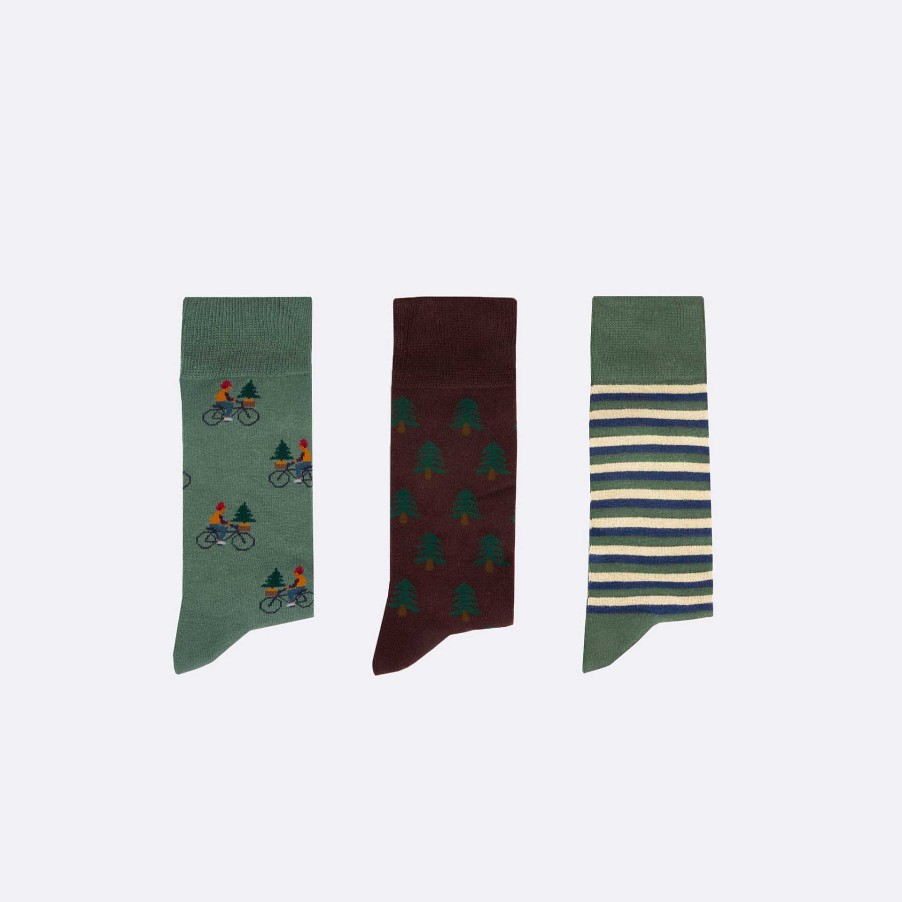 Clearance FAGUO Dark Green & Multicolor Socks