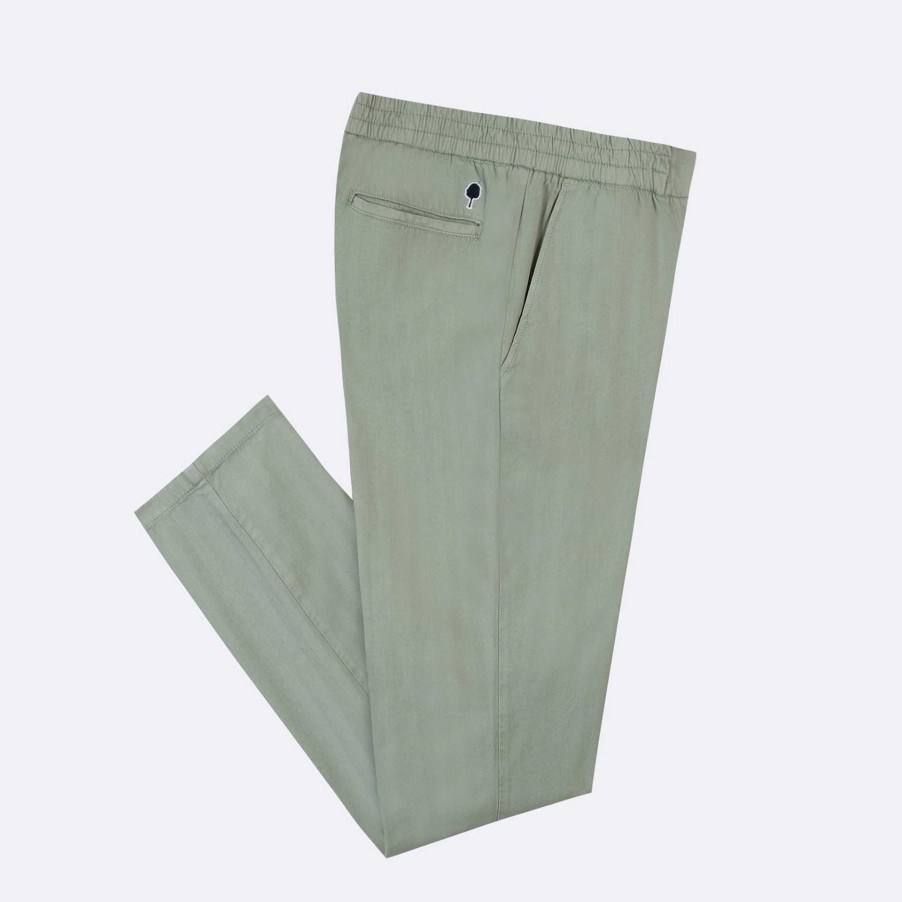 Wholesale FAGUO Light Green Elastic Trouser Tapered Cut