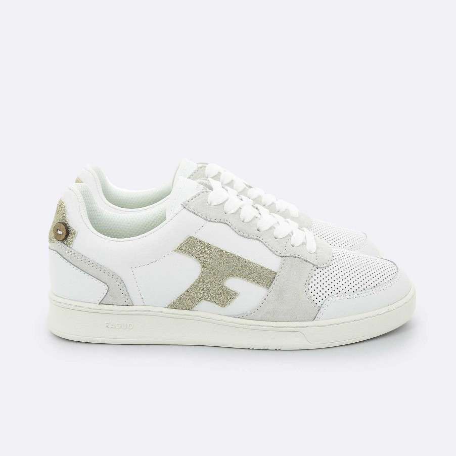 Best FAGUO White And Gold Sneakers