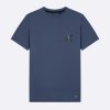 Best FAGUO Washed Navy Round Neck T-Shirt Bike Embroidery